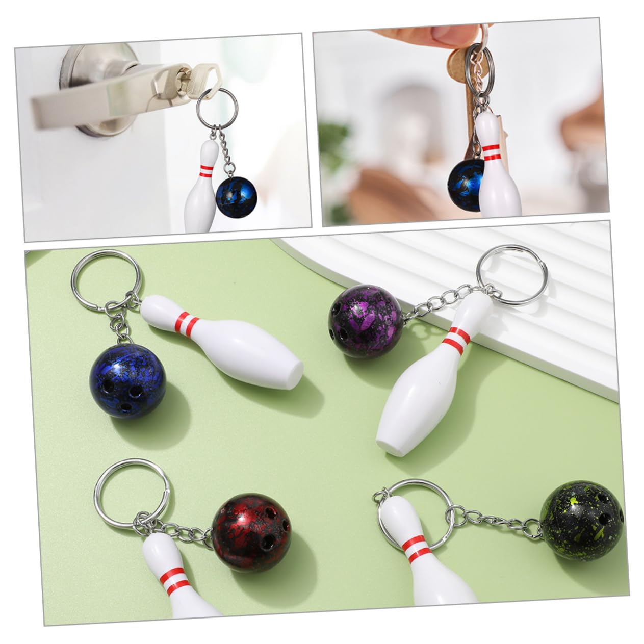 LIOOBO Llaveros De Bolos Mini Llaveros Colgantes De Diseño Deportivo Souvenirs De Bowling Para Decorar Mochilas Y Bolsos 12 Piezas X 5
