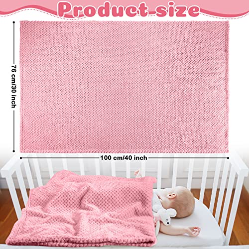 Image of Reginary 4Pcs 30x40 Baby Blanket Fuzzy,Pink | Waffle Flannel Baby Throw Blankets, Warm Nursery & Crib Blankets, Girl & Boy Newborn Infant