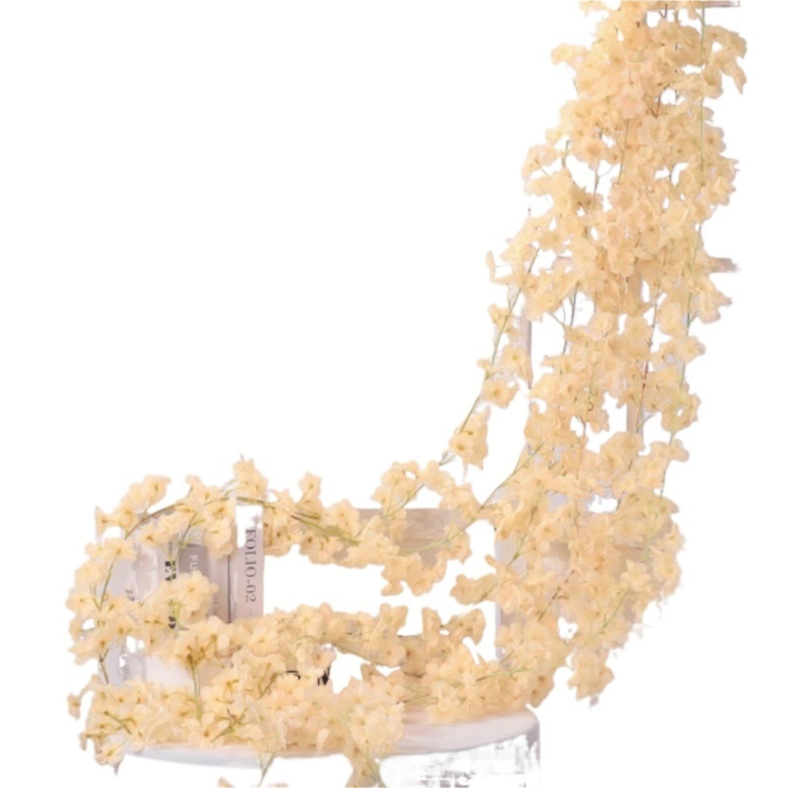 LXLAEOANG Artificial Flowers 180cm Artificial Flowers Blossom Vine Pink Sakura Garland Home Party Wedding Arch Hanging Silk Fake Plants Decor DIY