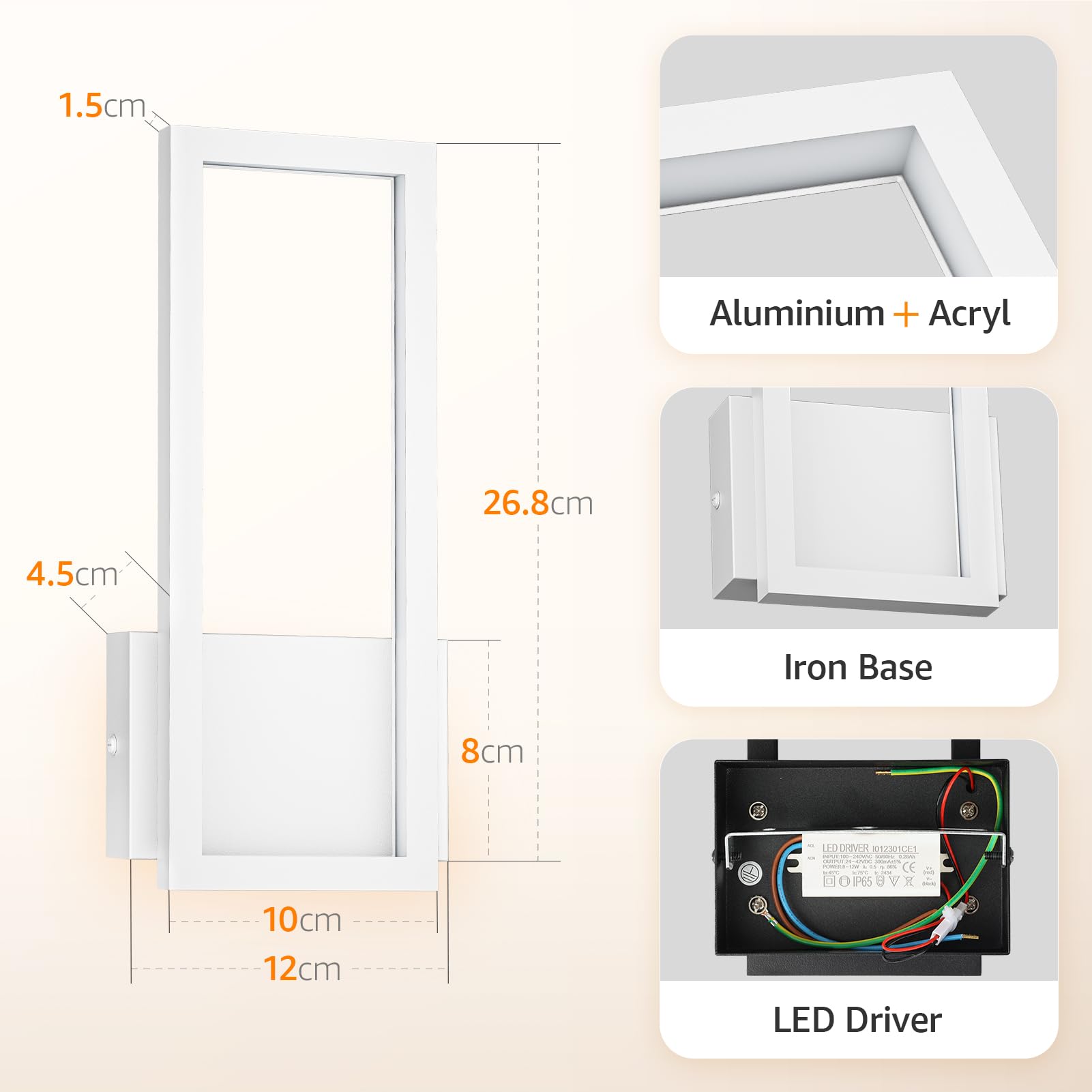 LED Wandleuchte Innenleuchte Weiß Halbrund 1-flammig IP44 GU10 230V