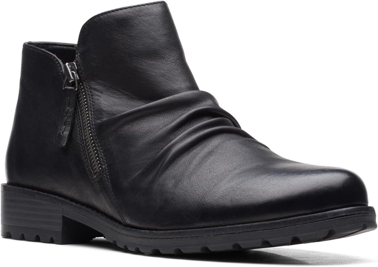 Clarks Unisex Clarkwell Zip Sneaker, Black Leat, 0 US Women