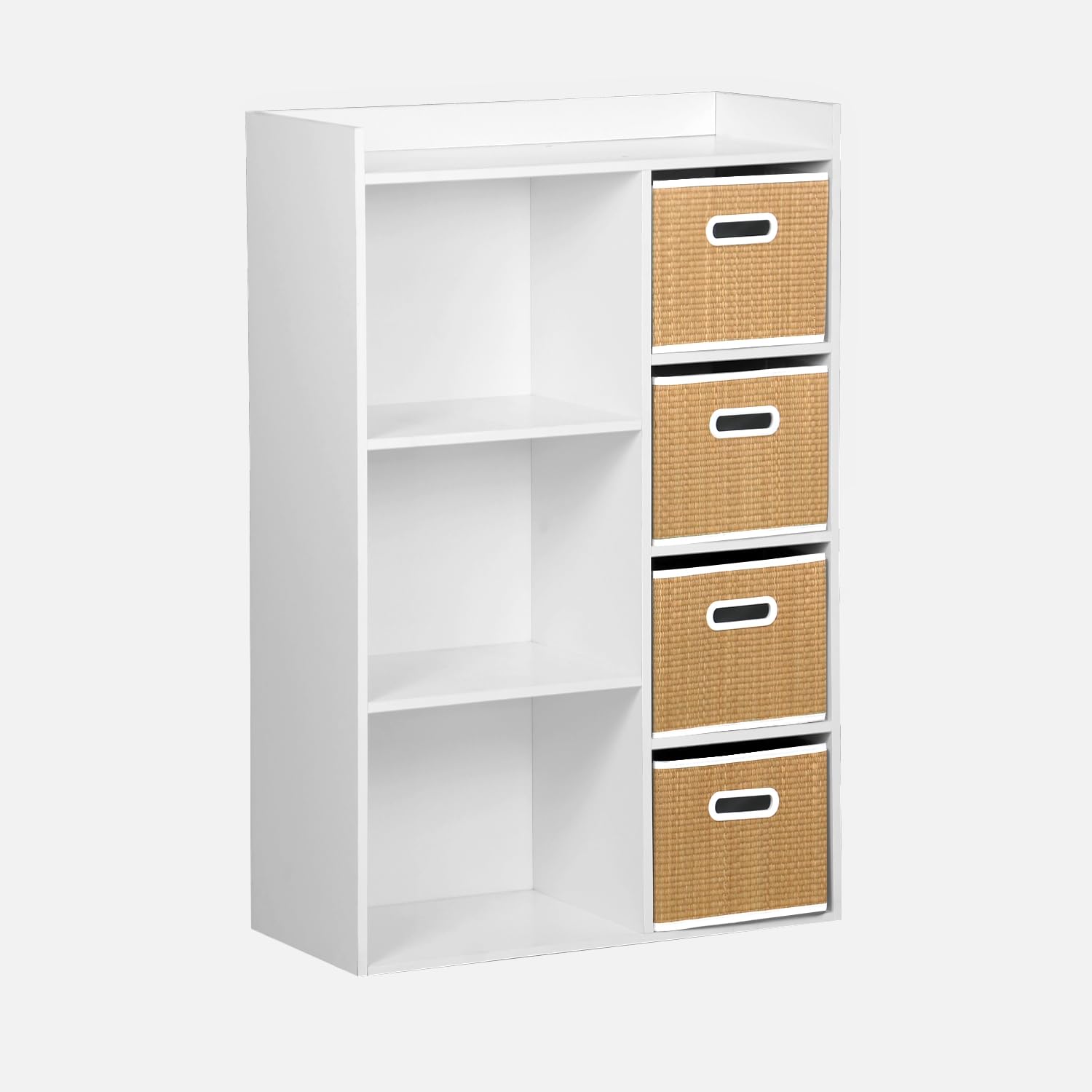 sweeek - Meuble de Rangement pour Enfant avec 7 Compartiments et 4 paniers Fibre Naturelle