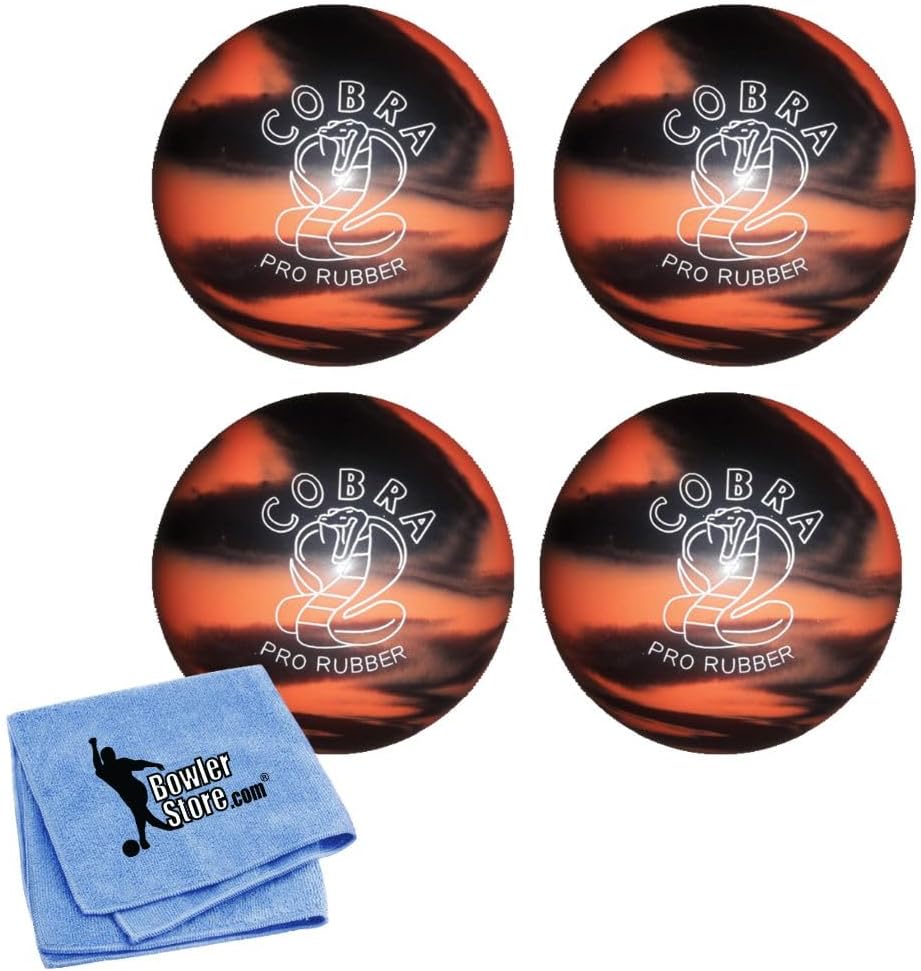 EPCO Candlepin Bowling Ball- Cobra Pro Rubber, Orange & Black -(4 1/2 inch- 2lbs. 7oz.) 4 Balls