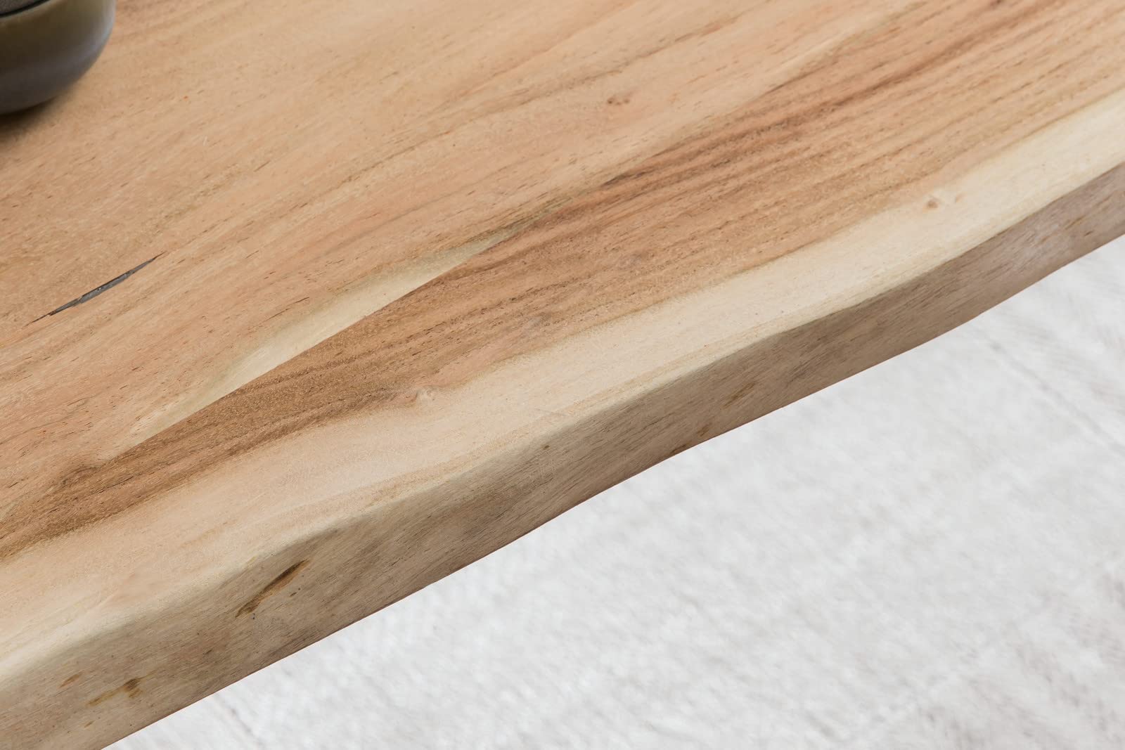 SAM Esstisch Adina 140(220) x90 cm Akazie Natur Baumkante U schwarz