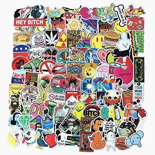 Jasion Stickers 100-Pcs PVC Decals Waterproof Sunlight-Proof DIY Ideals for Water Bottles Cars Motorbikes Portable Luggages Phone Laptops