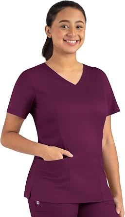 Maevn Matrix Womens Modern Fit Double V-Neck Medical Nurse Scrub Top, 3 Pockets, Inner Utility Loop, Bungee Loopv