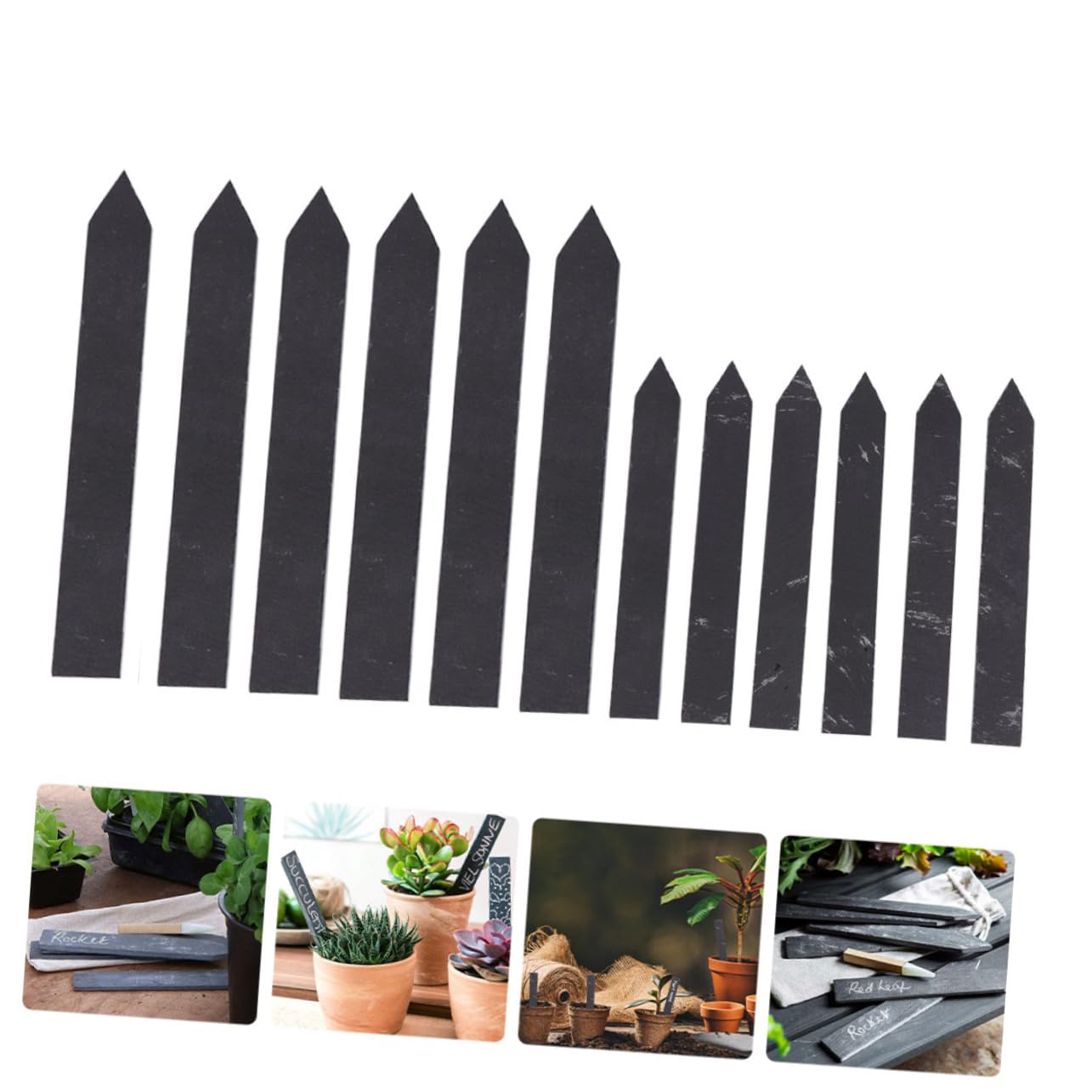 Happyyami Étiquettes pour Plantes D'extérieur Marqueurs de Jardinage Décorations Végétales 12 Pcs en Ardoise Résistantes Déformation pour Jardins Extérieurs