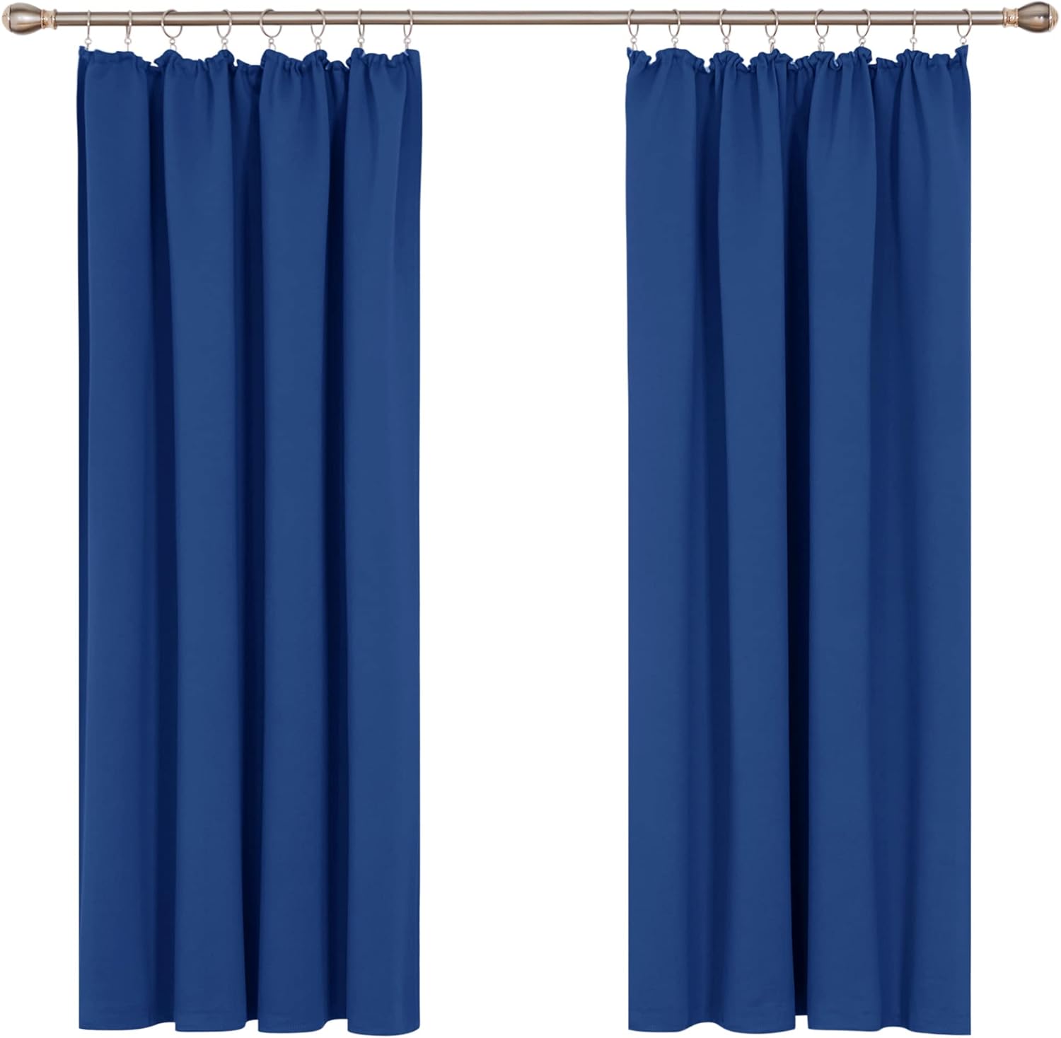 Deconovo Blue Curtains Pencil Pleat, Thermal Insulated Tape Top