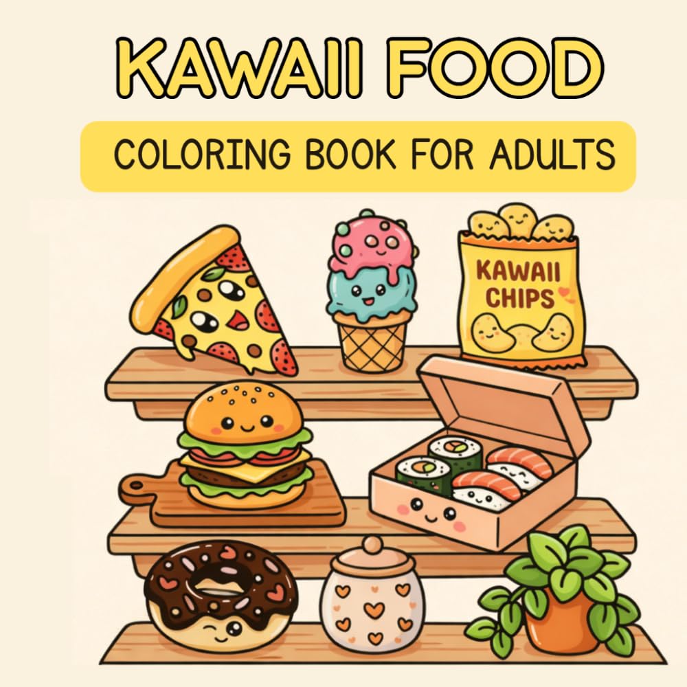 Kawaii Food Coloring Book for Adults: Bold and Easy Kawaii Food Designs for Stress Relief and Relaxation