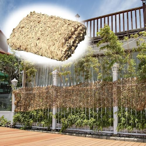 GUOGLZ Toldo De Jardín Red De Camuflaje Beige, Caza Camping Al Aire Libre Protector Solar Tela De Sombra, Malla De Camuflaje para Decoración 1x2 3x2 3x4 4x5 5x5 5x6 6x7 6x8(7.0x10.0m/22.9x32.8ft)
