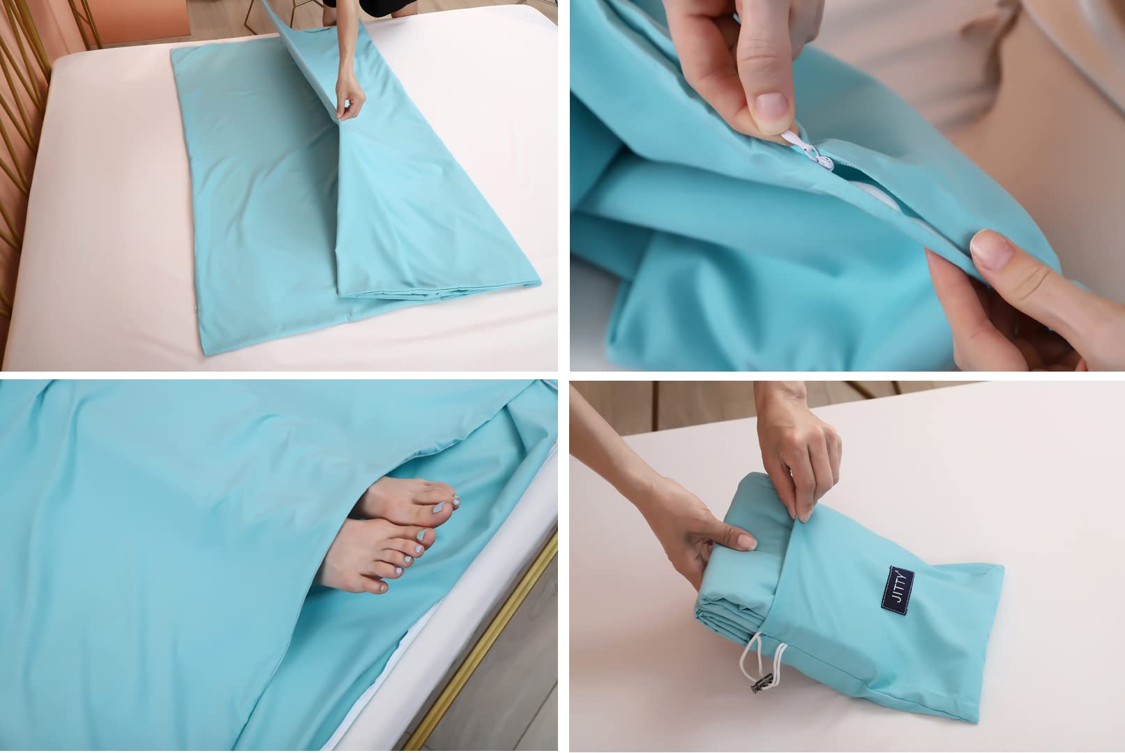 JITTY Sleeping Bag Liner Travel Sheet for Business Camping Backpacking Hiking Mountain Climbing Home Hostels Train 210x115cm