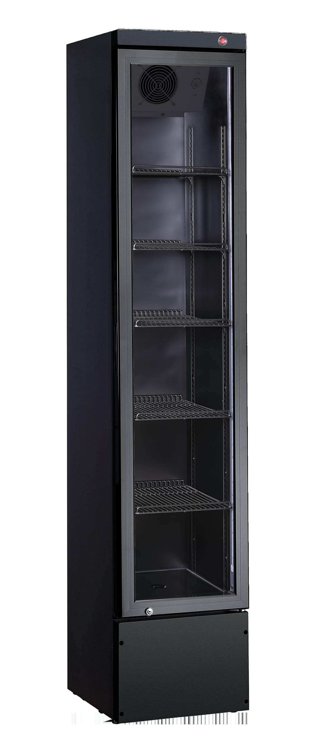 METRO Professional GSC2133B-NC Réfrigérateur à Boissons Noir 166L | 5 Étagères Réglables, Éclairage LED Intérieur, Porte Vitrée avec Serrure, Classe Énergétique D, 47,5 x 39 x 188 cm