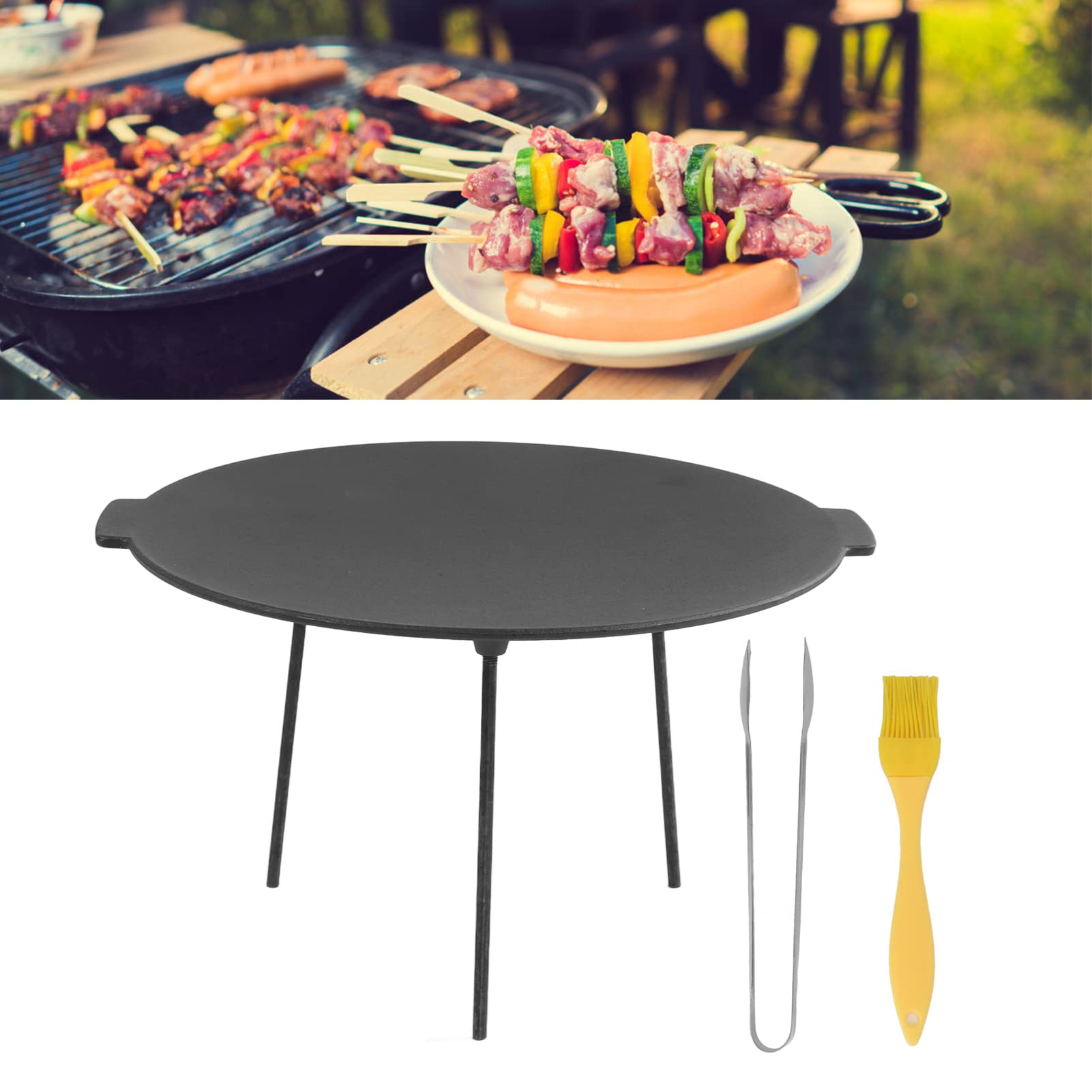 Patelnia Grillowa BBQ Nieprzywierająca, Trwała z żeliwa 47,5 X 44