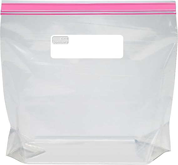 Amazon Basics Reclosable Gallon Food Storage Bags with Double Zipper Seal, Stand and Fill Base, BPA Free, 120 Count