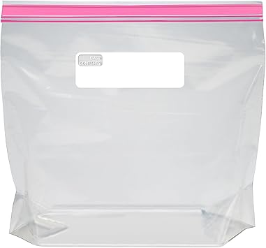 Amazon Basics Reclosable Gallon Food Storage Bags with Double Zipper Seal, Stand and Fill Base, BPA Free, 120 Count