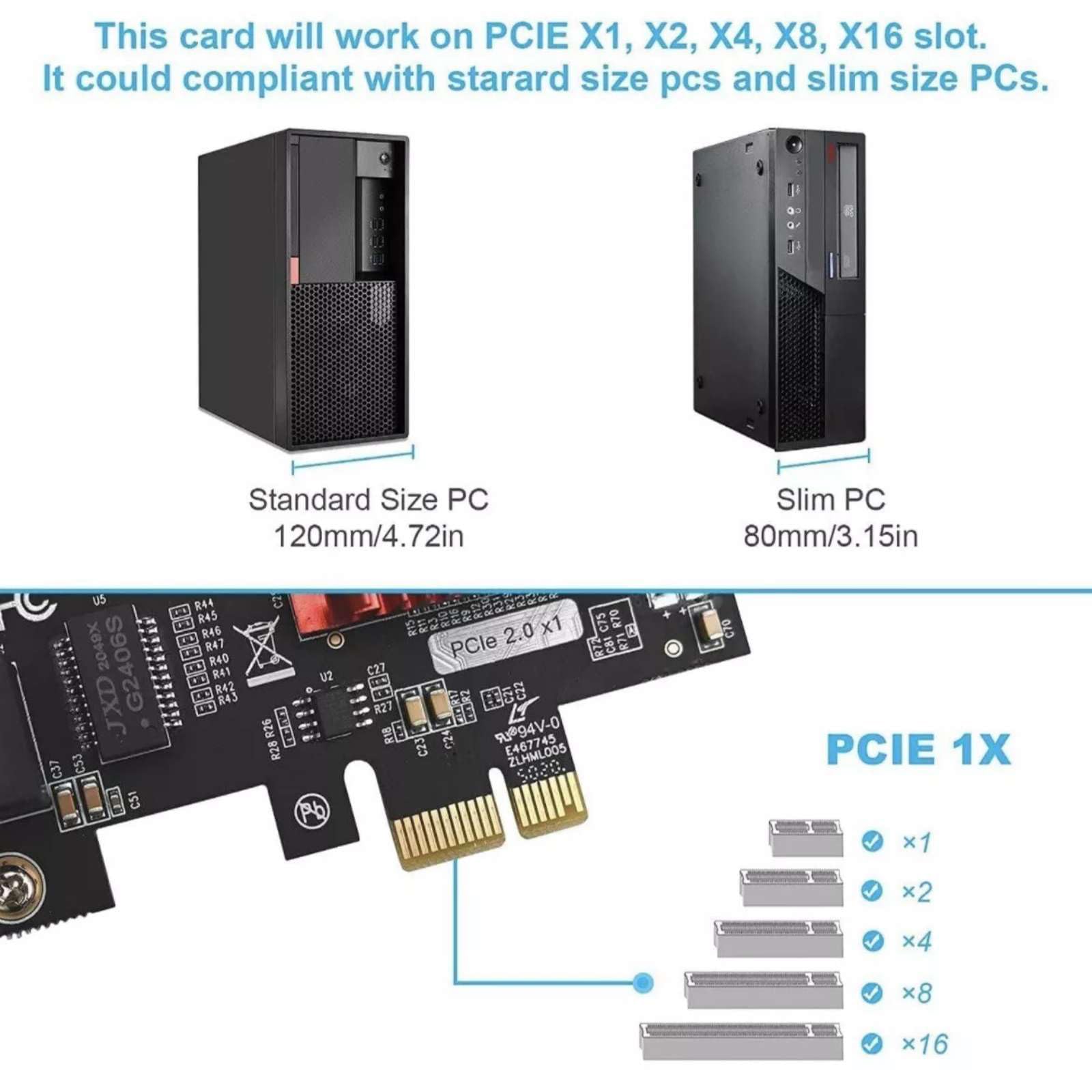 Dwuportowy gigabitowy adapter sieciowy PCIE 1000M PCI Express Ethernet Adapter z niską przegrodą