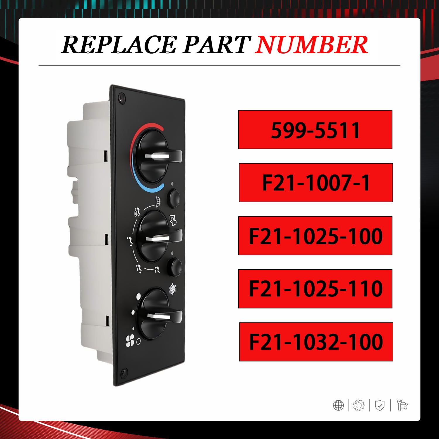 599-5511 HVAC A/C Heater Climate Control Module Compatible with 2002-2006 Kenworth T300 C500 T600A T800 W900 Replace F21-1007-1 F21-1025-100 F21-1025-110 Climate Control Switch Panel