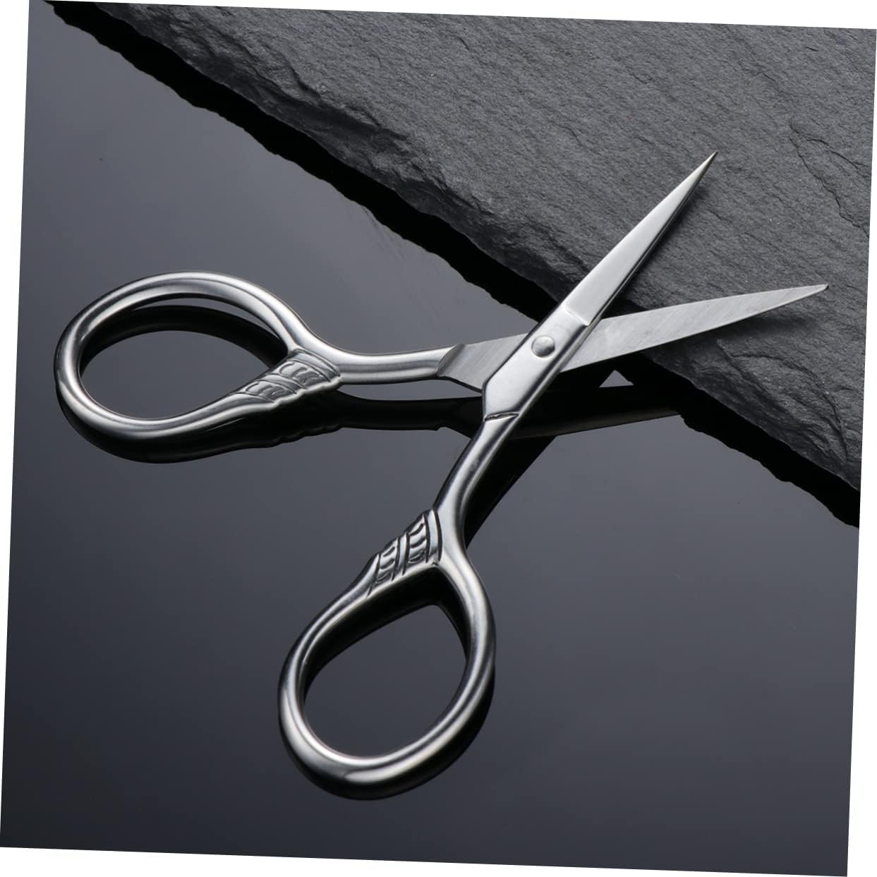 Stainless Steel Mustache Scissors for Men Beard Trimming Silver