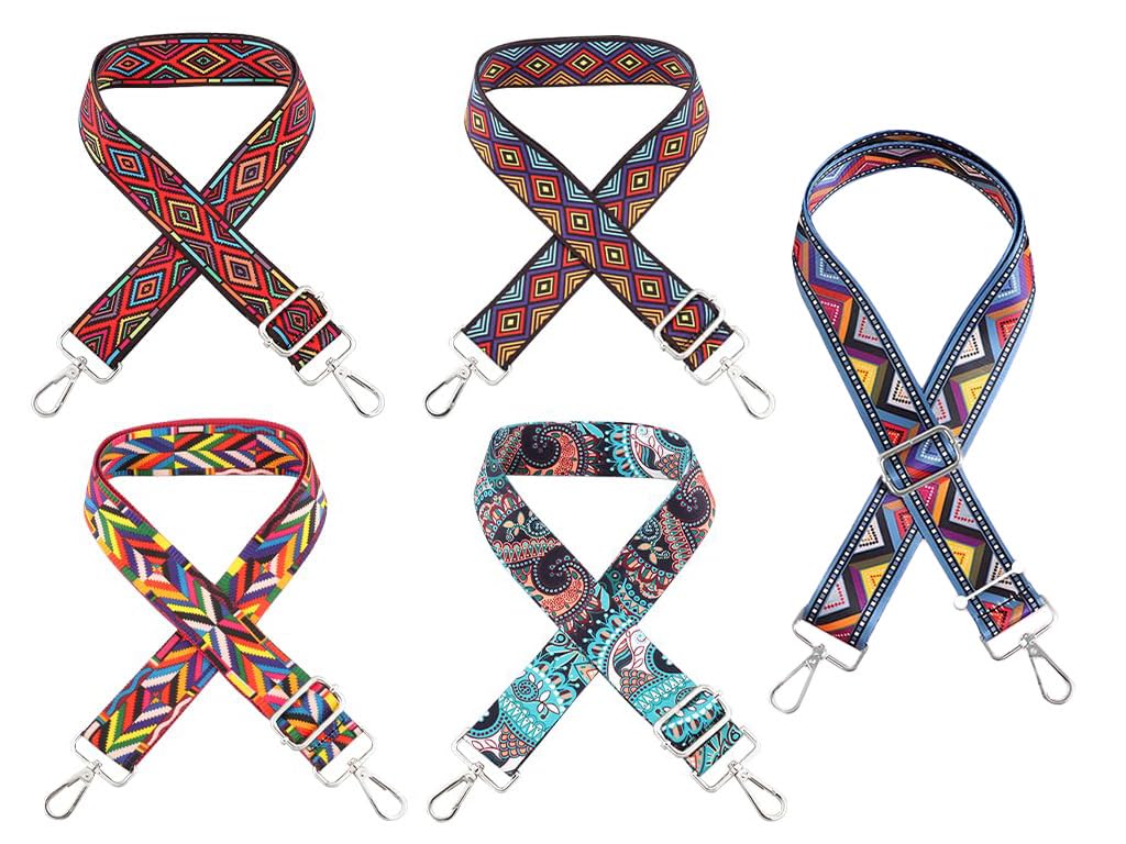 Abiyou Men's As Shown 5Pcs Adjustable Wide Shoulder Bag Strap, 3.8Cm Shoulder Strap Colorful, Handbag Straps Crossbody, Colorful Replacet Bag Belt, Shoulder Strap Adjustable, For Luggage, Wallets, Handbags