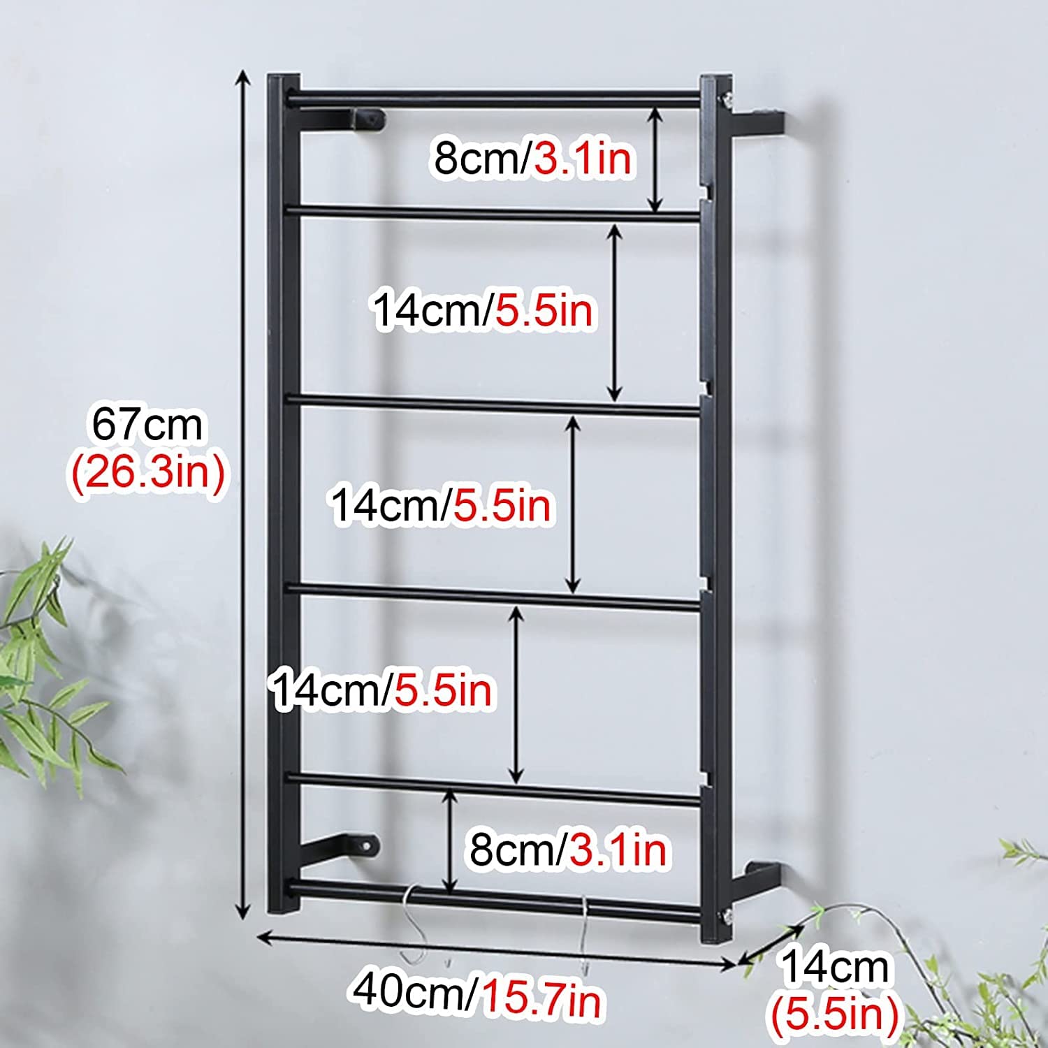 UWYTGF Craft Room Organiser Display Display Stand Crafts Ribbon Holder Organizer Rack,White Black,Metal Wrapping Paper Dispenser Display Stand for Wall Mount,Flower Shop Storage,Black,40X67Cm
