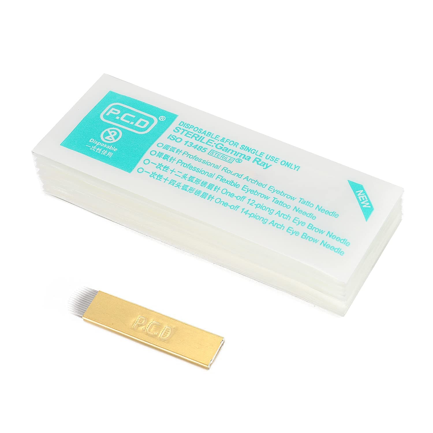 PCD Microblade Needle,60pcs PCD 12 U-Shape Permanent Makeup Manual Eyebrow Microblading Needles u Shape for Permanent Makeup Supplies (12U)