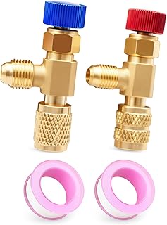 CD2060 CD2080 Refrigerant Charging Valve Kit Fit for R12 R22 1/4" Male and Female, for R410 1/4" and 5/16" Female, HAVC Charging Valve, Air Conditioner Manifold Connector