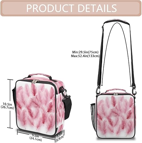 Miniatura 3 de Flamingo Feather Pattern Kids Lunch Bag, Insulated Lunch Box for School Reusable Lunch Tote with Shoulder Strap Leakproof Waterproof for Boys Girls