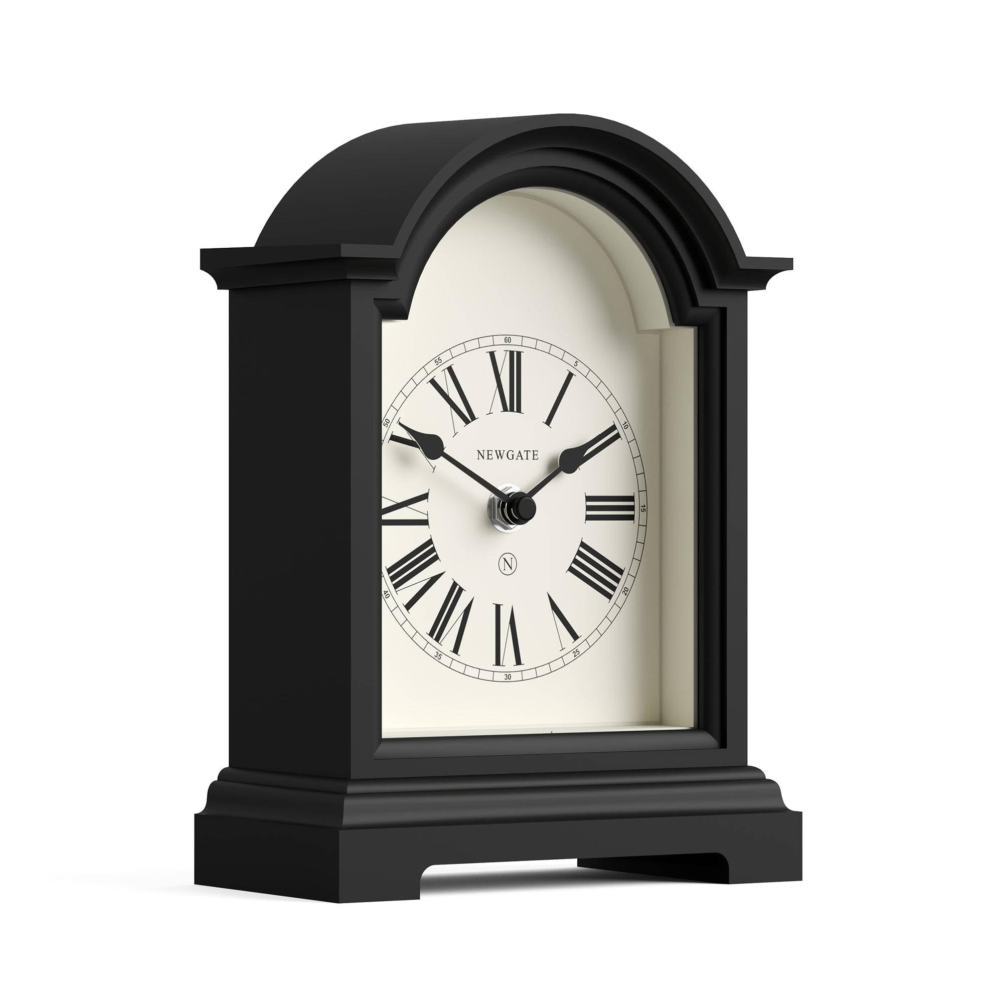 Newgate Black Newgate® Carriage Clock | Classic Arch Top Mantel Clock | | Roman Numerals | Classic Vintage Style For Mantelpiece, Desk, Table Top, Shelf Or Bedside