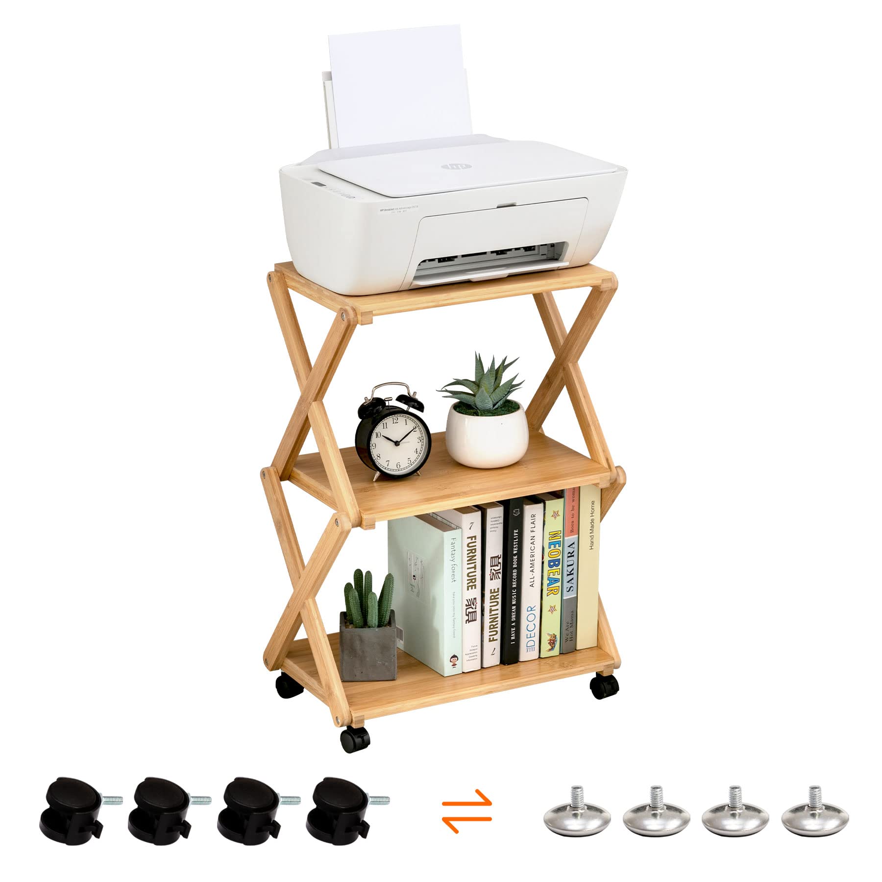Buy Mobile Printer Stand with Storage, 3Tier Rolling Printer Cart with