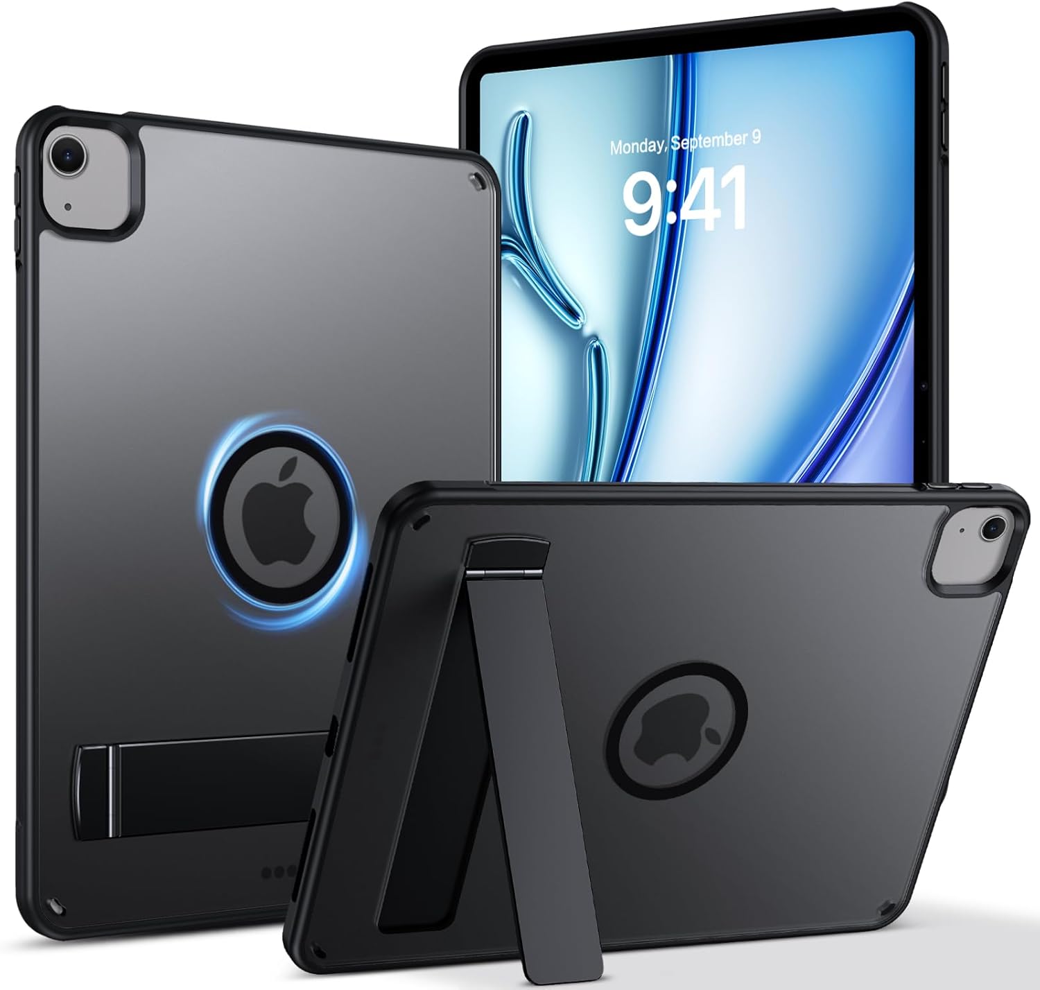 GUAGUA Magnetic for iPad Air 11 Inch Case M3/M2 (2025/2024), iPad Air 5th & 4th Gen 10.9 Inch(2022/2020) Cases with Stand & Pencil Holder Kickstand Case for iPad Pro 11 Inch 2022/2021/2020/2018, Black