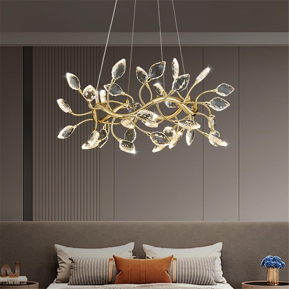 CSXSXAUO Modern Luxury Living Room Crystal Chandelier LED Fashion Creativity Restaurant Bedroom Villa Hotel Beauty Salon Duplex Staircase Pendent Lamp (F D60CM)