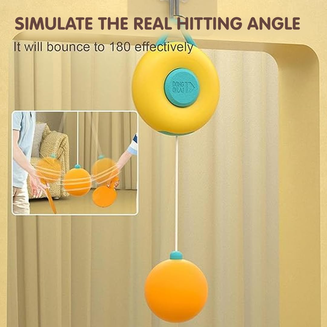 Kidology Hanging Table Tennis Trainer with Round Hook, Self Training Workout Indoor Gaming 2 Racket & 3 Ping Pong Practice Ball Portable - Parent Child Interaction Indoor Toys for Kids 1