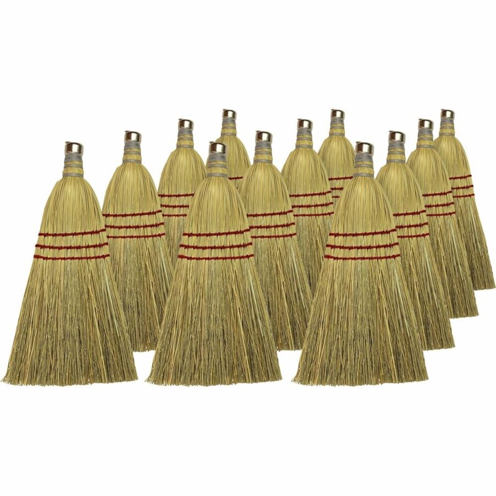 Genuine Joe Whisk Broom, Metal Hang Ring, Natural, 12 Count