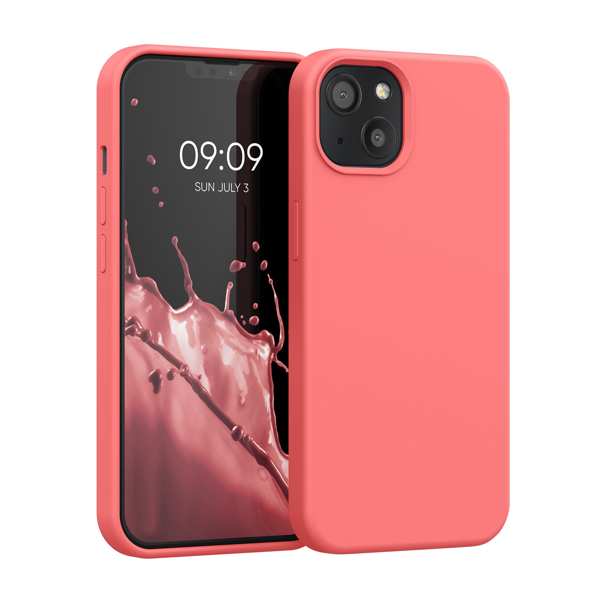kwmobile スマホケース Apple iPhone 13対応 ケース - TPU リキッド シリコン カバー - 耐衝撃 傷防止 サラサラ Case パステルコーラル
