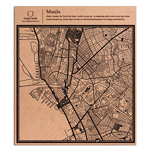 O3 Design Studio Manila Paper Cut Map Black 12x12 inches Paper Art