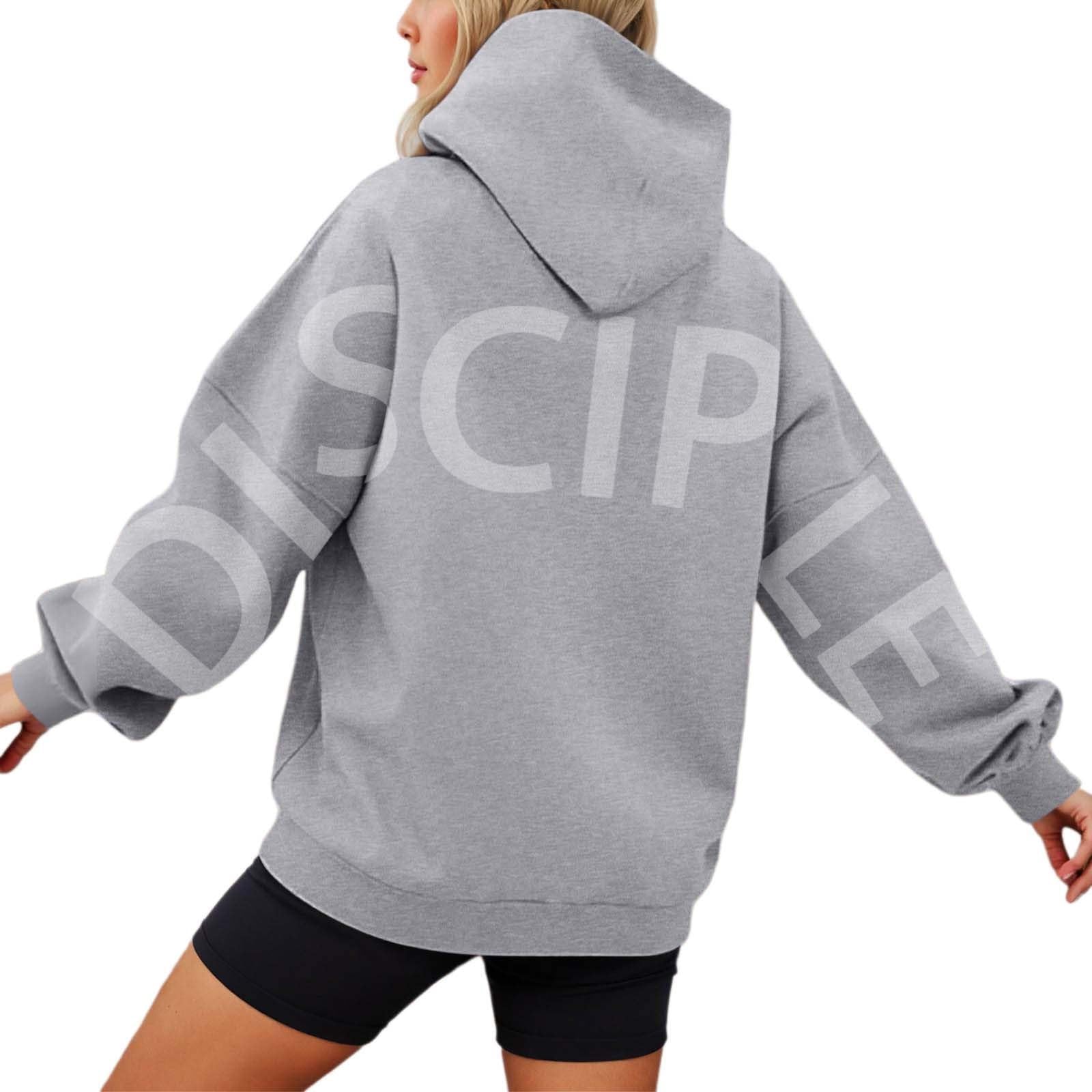 Generico Felpa Donna con Cappuccio Felpa Leggera Casual Pullover con Coulisse Taglie Forti Pullover con Stampa Spessa Felpe da Autunno a Maniche Lunghe Moda Felpe per Fitness Jogging Classica