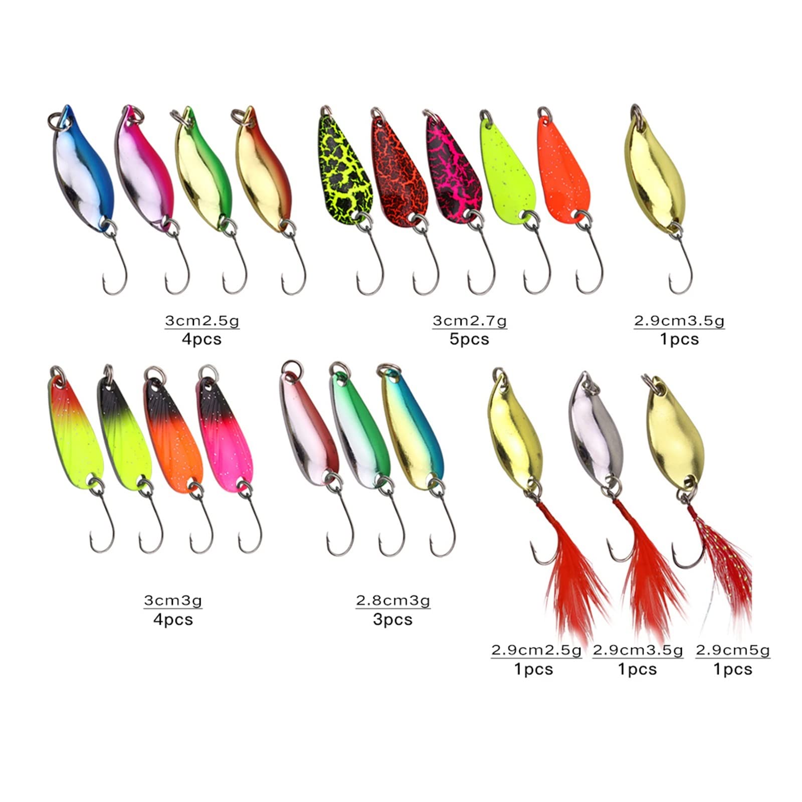 INEOUT Ensemble d'appâts en métal cuillères de pêche leurres Truite Basse coulée Spinner appâts de pêche avec Sac de Rangement étui Accessoires