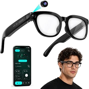 AI Smart Glasses with Camera, Transitions Glasses for Drive Cycle