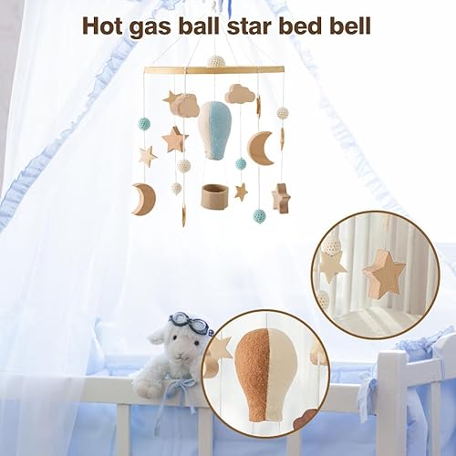 Miniatura 7 de Móvil para cuna de bebé para niños y niñas  Campana de cama bohemia para guardería  Juguetes tejidos de ganchillo con globos de aire caliente