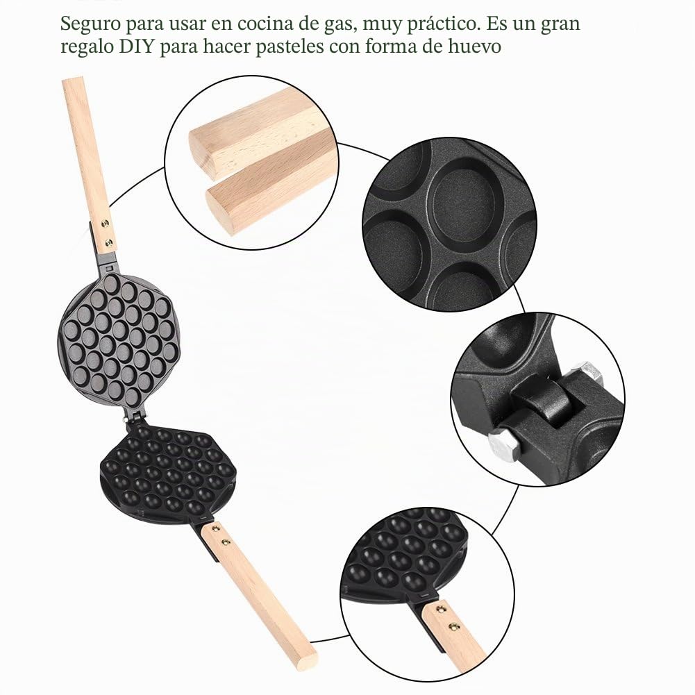 Waflera, Cocina Antiadherente Huevo Burbuja Molde para Hornear Placa Máquina para Hacer Gofres Herramienta de Sartén para Uso Comercial en el Hogar