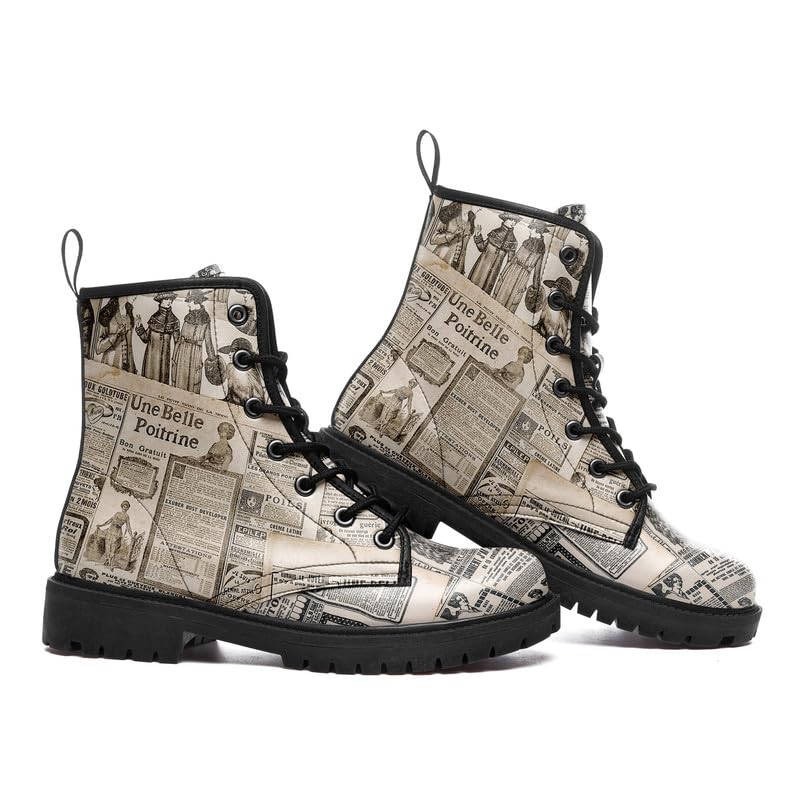 Image of Fashion Ankle Boots For Men Women Floral Mushroom Star Trendy Lace Up Unisex Booties Combat Trendy Street Wear Boots