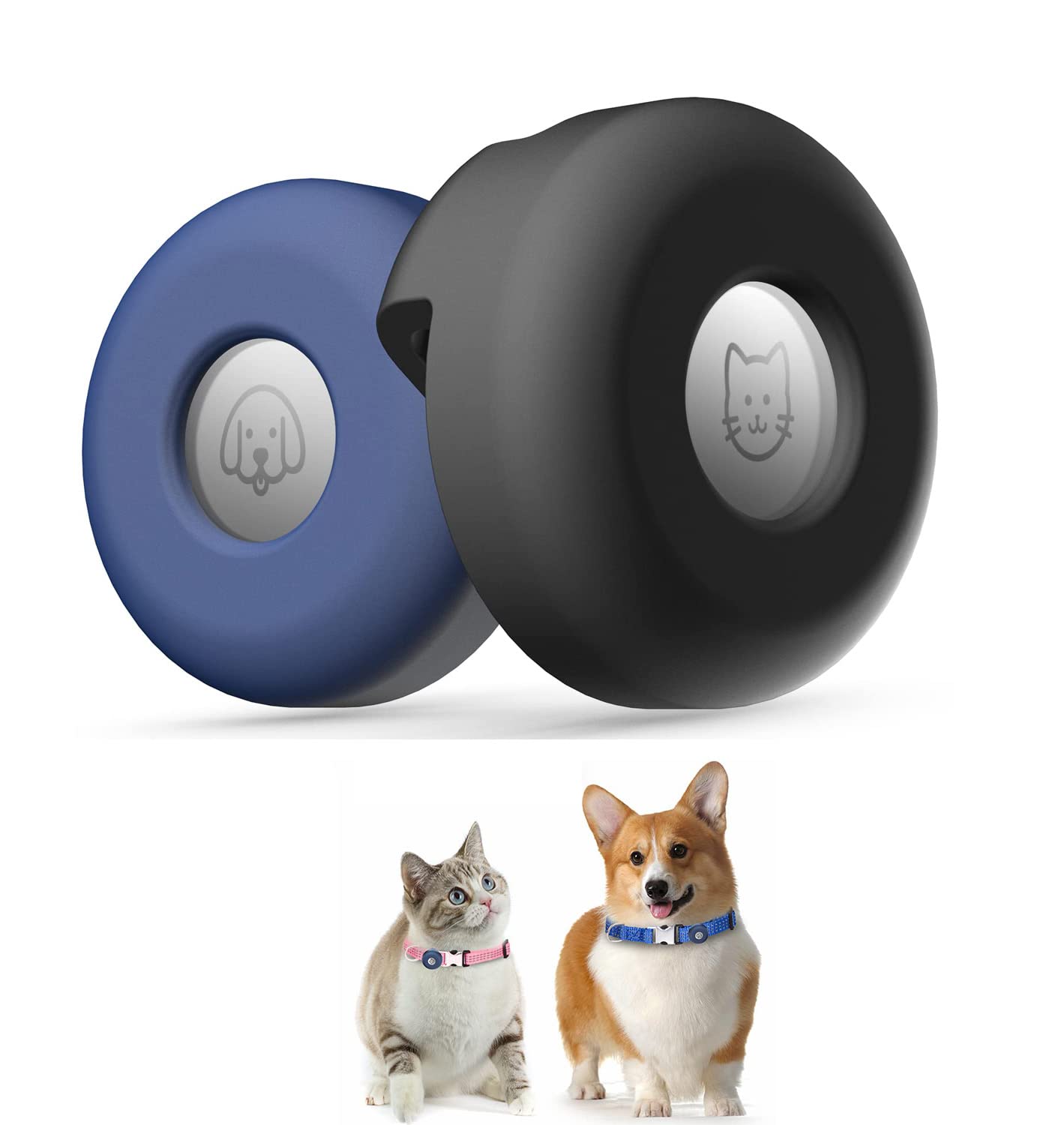 Airtag Dog Collar Holder(2 Pack), Silicone Pet Collar Case for Apple Air Tags, Anti-Lost, Waterproof Protective AirTag Case Holder Compatible with Cat Dog Collars Charms & Collar Tag Accessories
