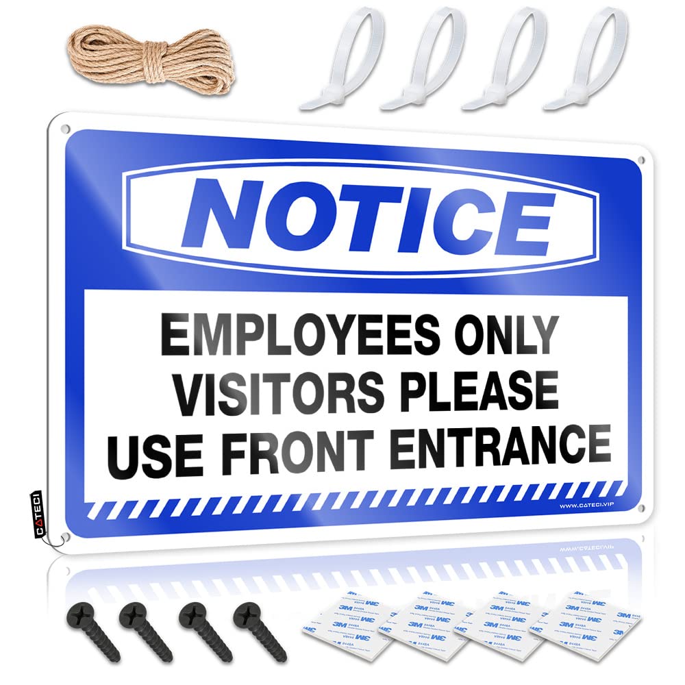 ZTBBDNQHA Dorm Room Door Sign Notice Employees Only Visitors Please Use Front Entrance Tin Sign Bar Rules Sign Funny Tin Signs Vintage(30X40CM)