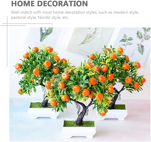 Miniatura 3 de Cabilock Árbol de kumquat simulado, planta de fruta artificial, decoración de escritorio en maceta, para decoración de escritorio en casa, oficina