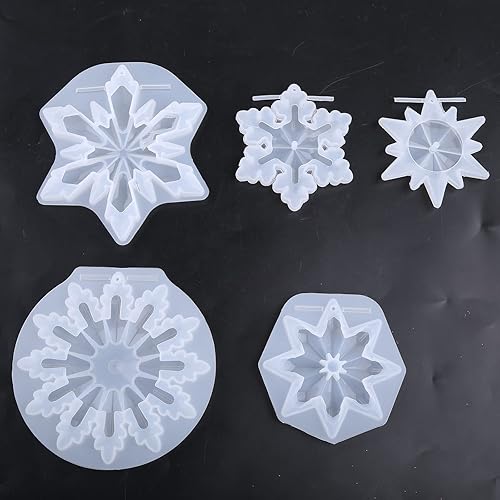 Miniatura 4 de appuivbt Molde de resina de copo de nieve colgante de copo de nieve molde de silicona para resina epoxi manualidades llavero collar moldes de