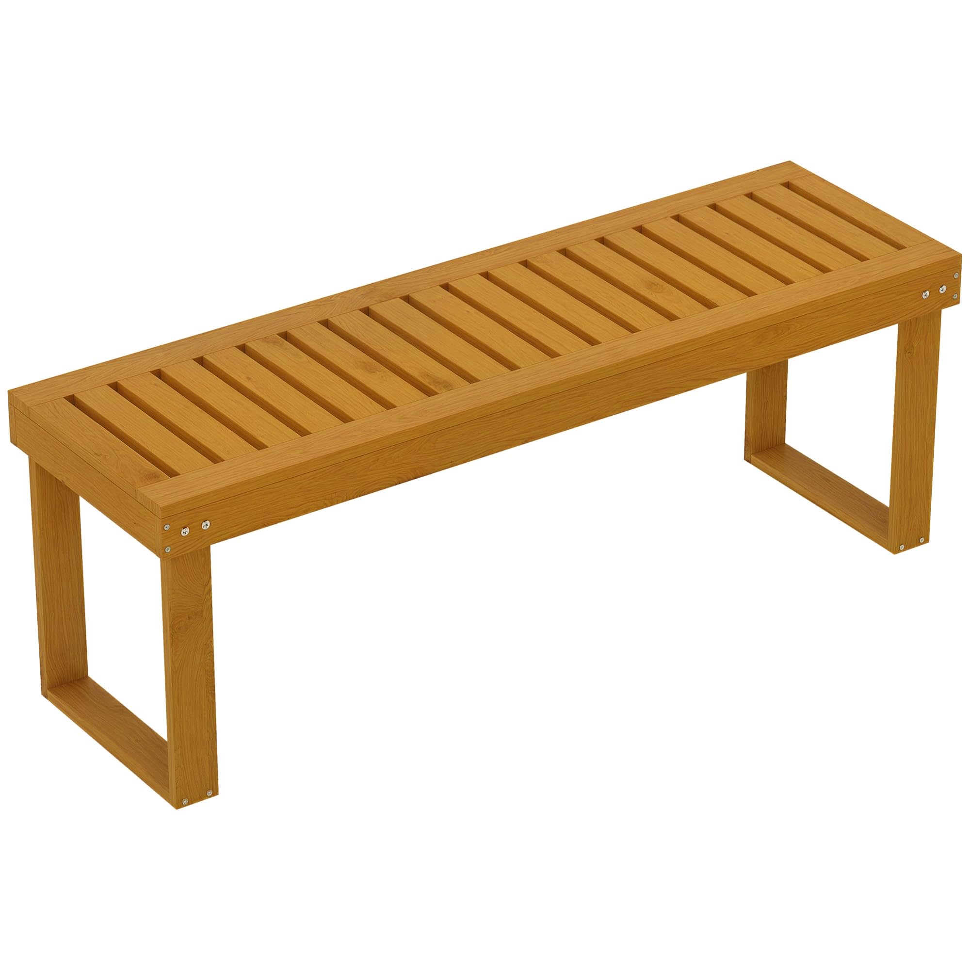 Outsunny Banco de Jardín de 2 Plazas Asiento de Lamas 120x34x43 cm Teca | Banco de Madera, Carga 300 kg, para Patio Terraza