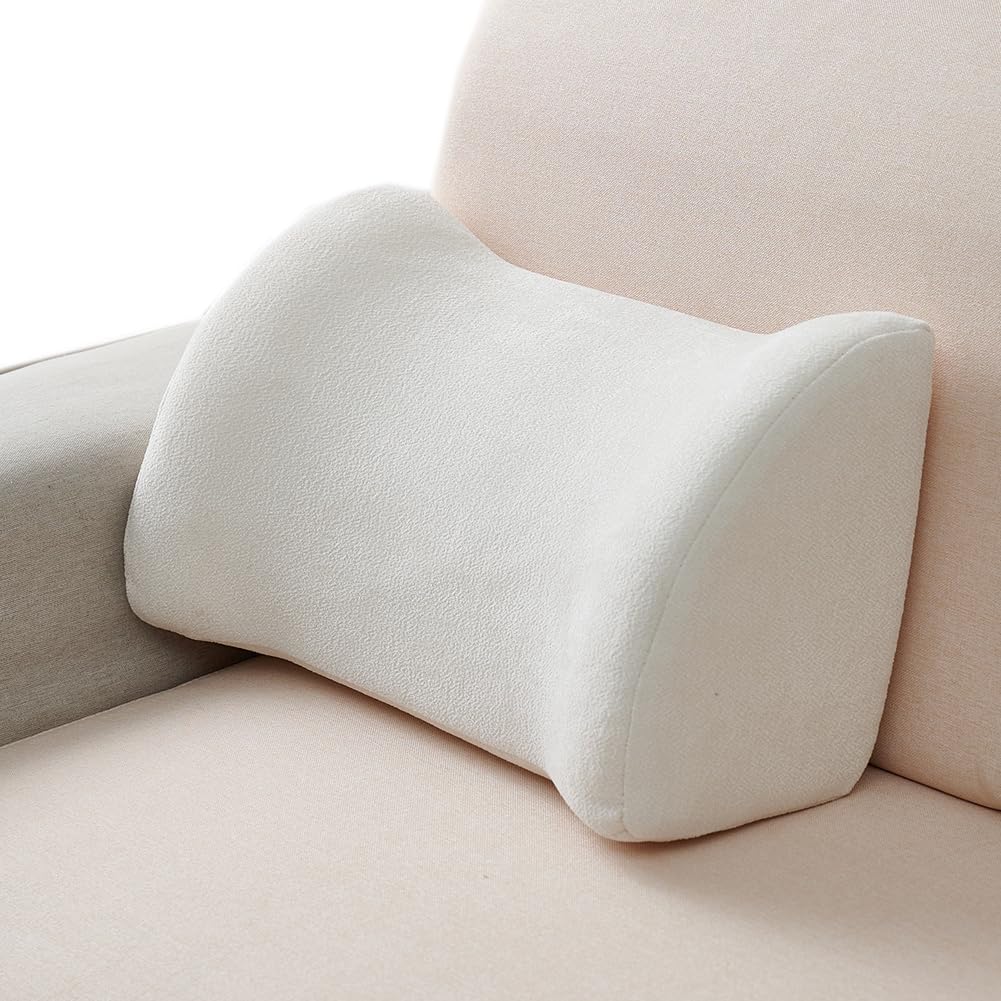 Sofa Lumbar Pillows Sponge Couch Side Head Cervical Neck Pillow Office Chair Waist Cushion Bed Rest Reading Pillows (Beige White, 45×19×28cm/17.7"×7.48"×11.02")