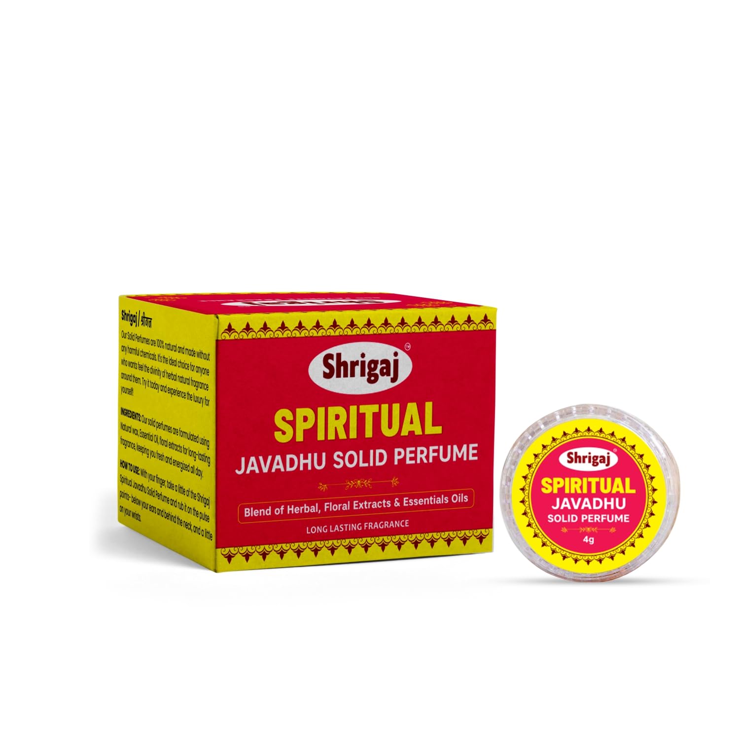 Shrigaj Spiritual Javadhu Powder Solid Perfume Cream - 10 gm Herbal Organic Long Lasting Fragrance Alcohol-Free Attar-image-5