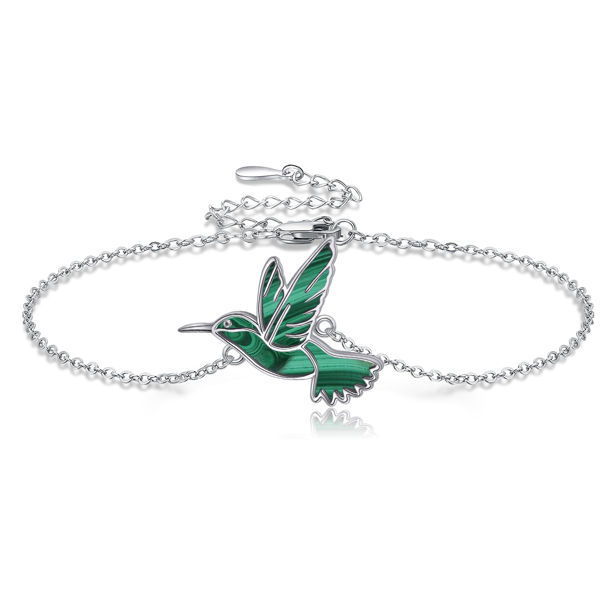 DAYLINLOVE Kolibri Armband 925 Sterling Silber Malachit Koli