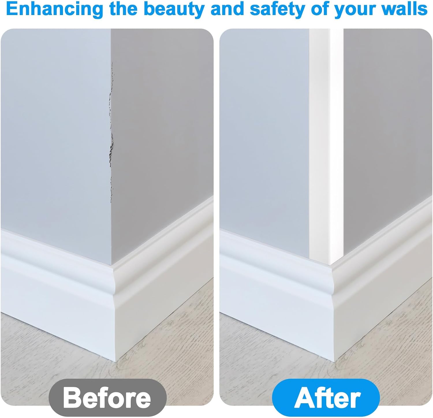 8Pack Aluminum Metal Corner Protector, 45″x 1″ Peel and Stick L Molding Corner Guards with 90° Angle, for Wall Door Frame Cabinet Furniture Baseboard Protection and Decoration (White)